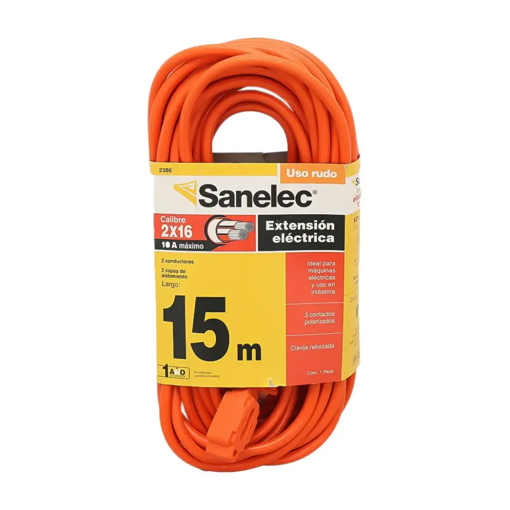 2386 EXTENCIÓN DE 15 METROS COLOR NARANJA SANELEC