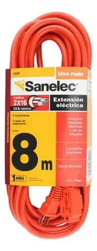 2409 EXTENCIÓN DE 8 METROS SANELEC COLOR NARANJA