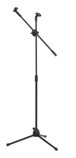 PEDESTAL PARA MICRÓFONO DOBLE NEGRO