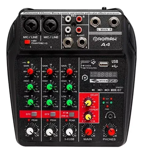 [MIXERA4] CONSOLA PROMAX DE 4 CANALES CON USB Y BLUETOOTH