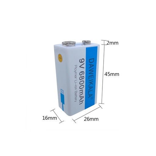 [9V6800MHA] BATERÍA RECARGABLE DE IONES DE LITIO DE 9V Y 6800mAh