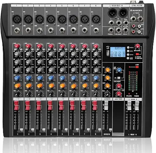 [SUPRA8] CONSOLA BLUETOOTH, 8 CANALES EFECTO MULTIPLE XLR, 1/4"
