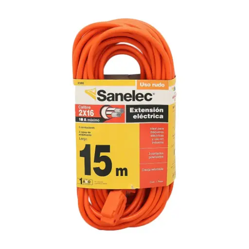 [2386] 2386 EXTENCIÓN DE 15 METROS COLOR NARANJA SANELEC